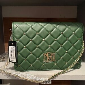 Badgley Mischka Green Quilted Chain Shoulder Bag